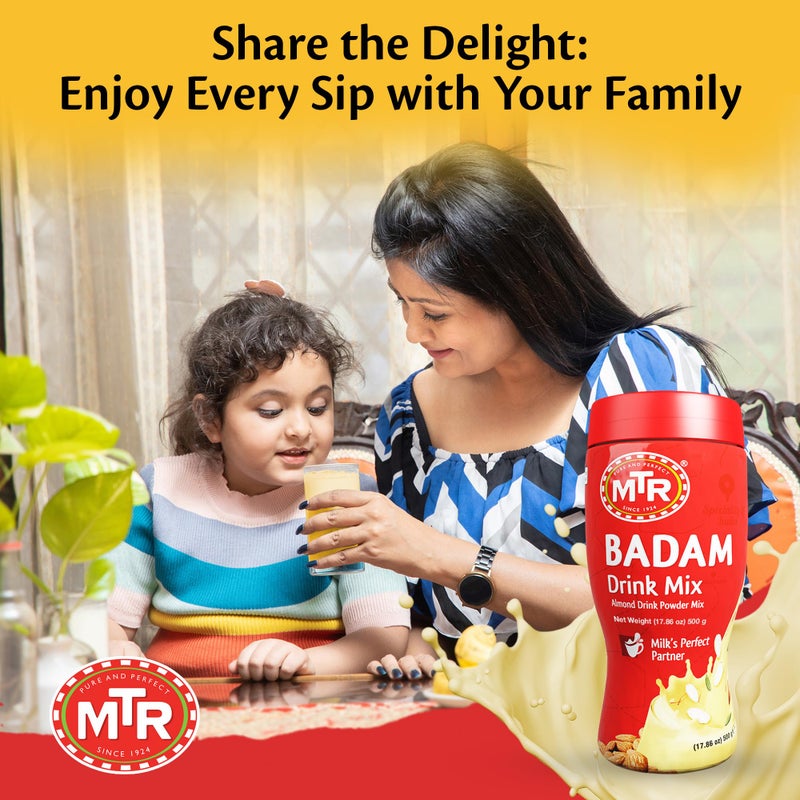 MTR Badam Drink Mix - 500g Pack of 1, Multi-purpose Drink Mix, Premium Almond Drink Mix made with select quality Almonds, Saffron & Cardamom, Authentic Indian Flavor, Quick & Easy to Prepare, Ideal for Desserts - Image 5
